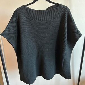 Ann Taylor Loft Black Knit Short Sleeve Vest Poncho